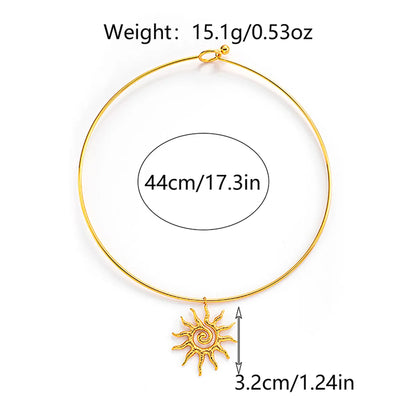 304 Stainless Steel Gold Plated Vacation Tropical Buckle Plating Sun Pendant Necklace