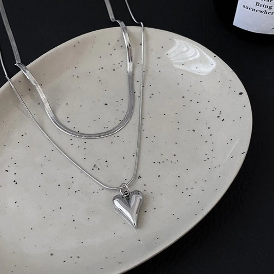 304 Stainless Steel Heart Shape Pendant Necklace