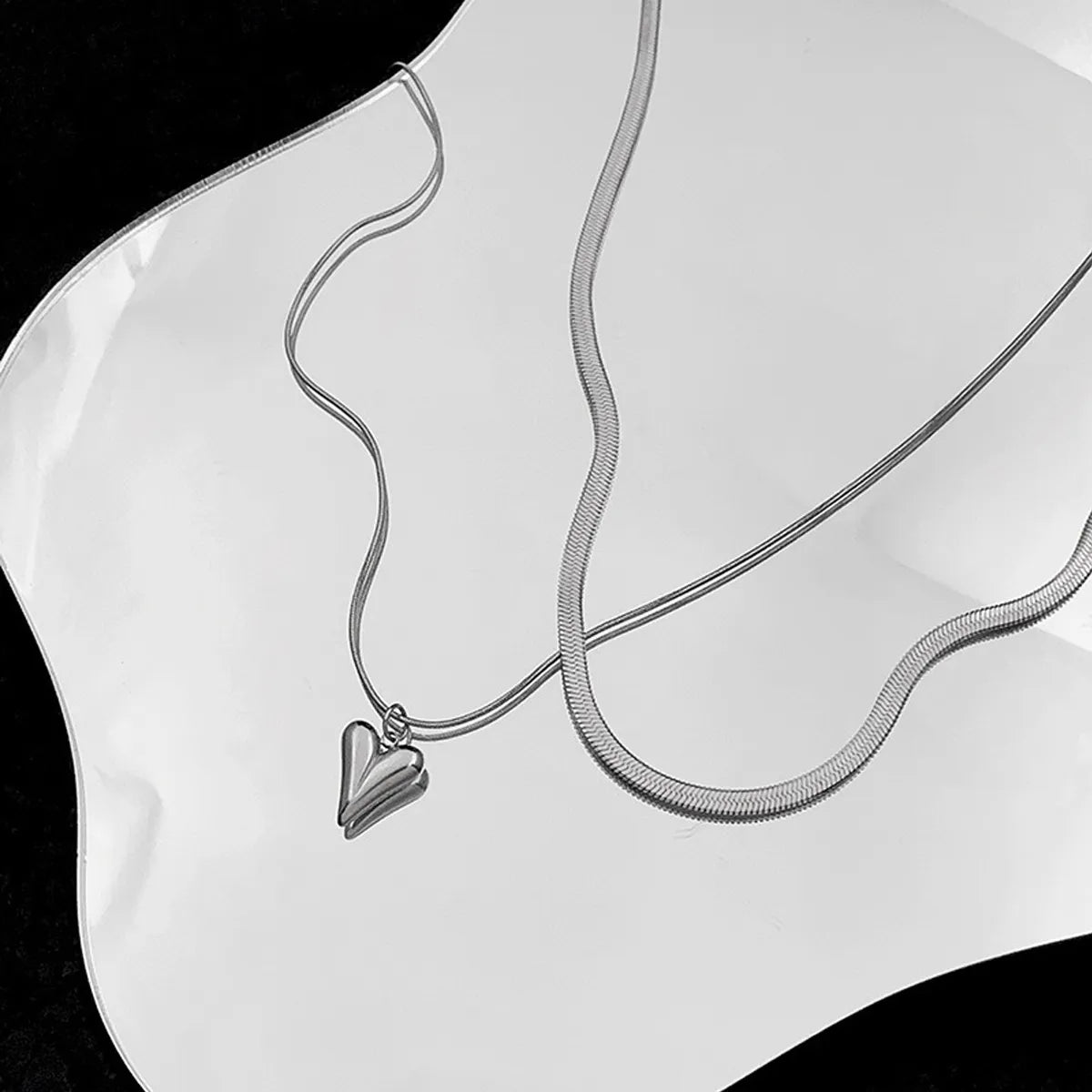 304 Stainless Steel Heart Shape Pendant Necklace