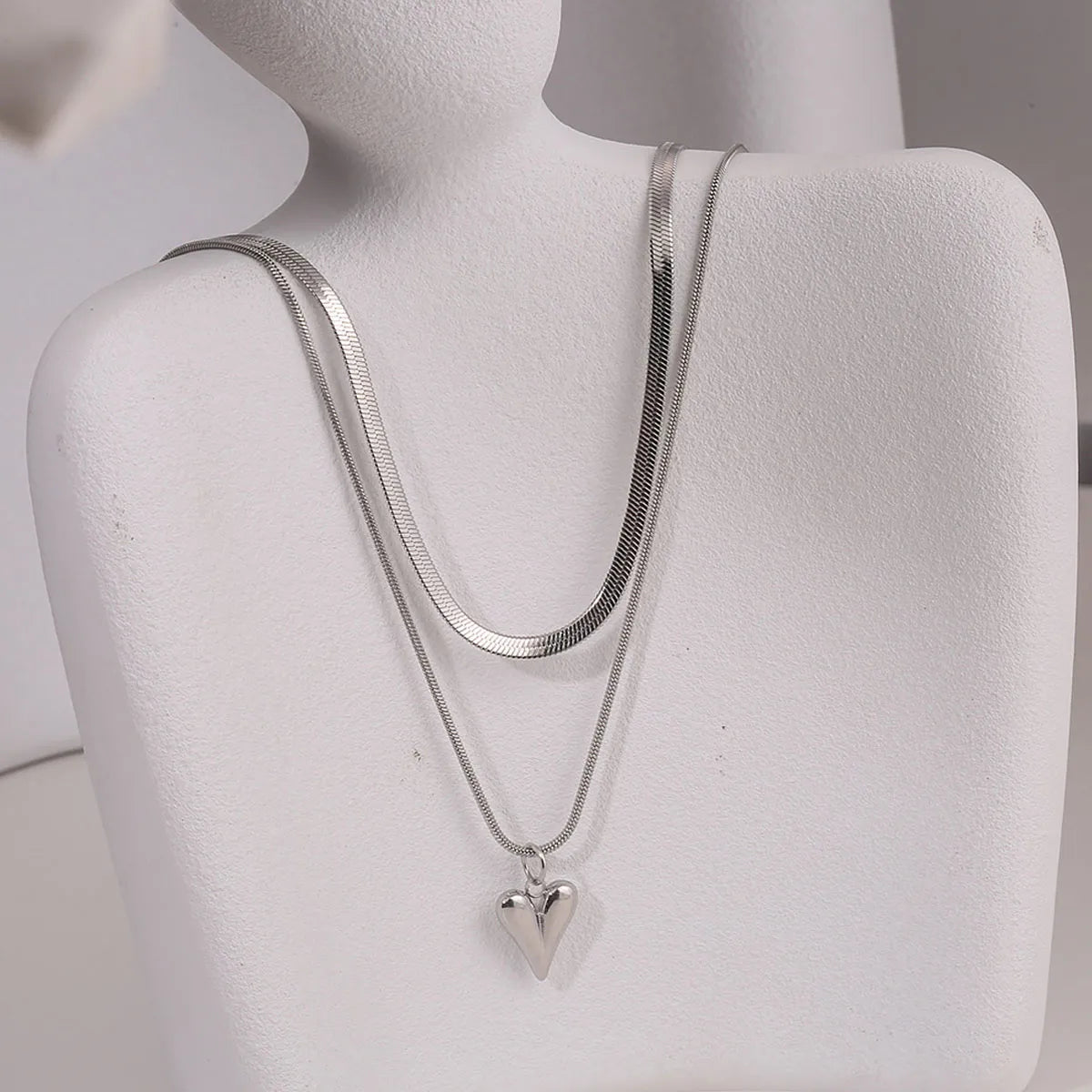 304 Stainless Steel Heart Shape Pendant Necklace