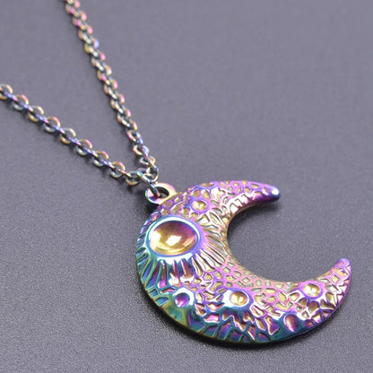 304 Stainless Steel IG Style Modern Style Plating Moon Pendant Necklace