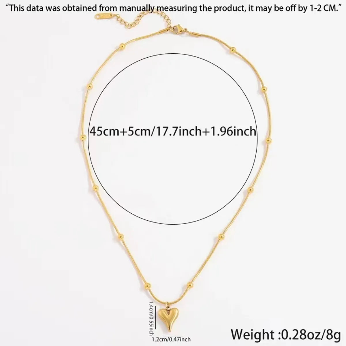 304 Stainless Steel 18K Gold Plated IG Style Simple Style Heart Shape Pendant Necklace