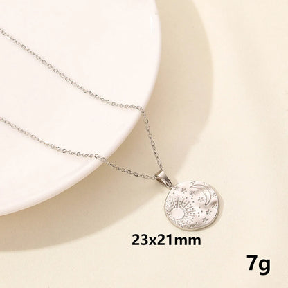 304 Stainless Steel IG Style Simple Style Plating Star Moon Pendant Necklace