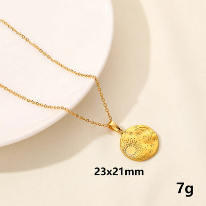 304 Stainless Steel IG Style Simple Style Plating Star Moon Pendant Necklace