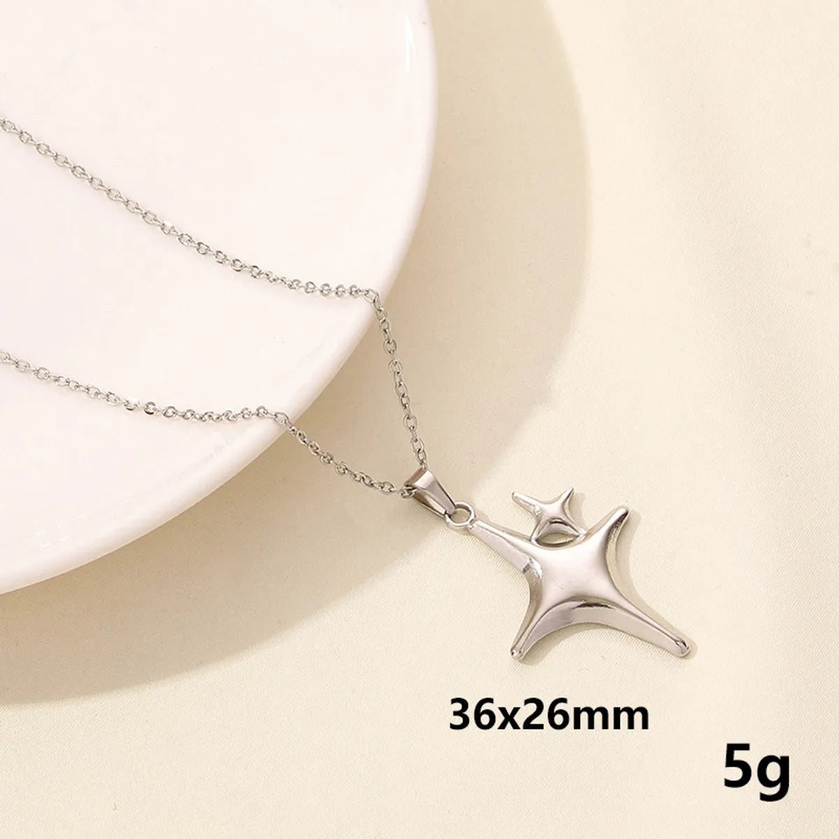 304 Stainless Steel IG Style Simple Style Plating Star Moon Pendant Necklace