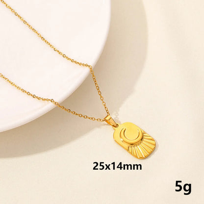 304 Stainless Steel IG Style Simple Style Plating Star Moon Pendant Necklace