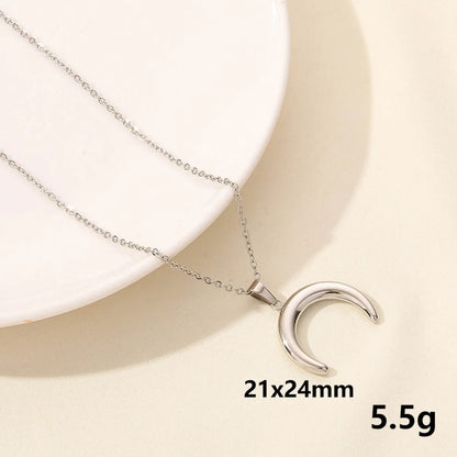 304 Stainless Steel IG Style Simple Style Plating Star Moon Pendant Necklace