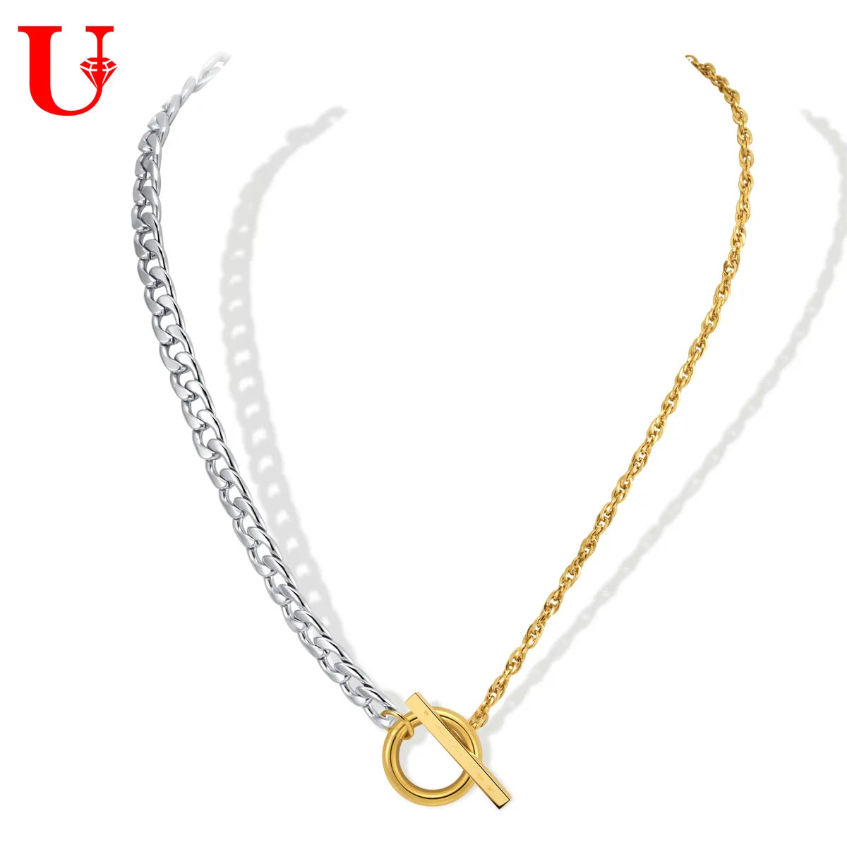 304 Stainless Steel IG Style Toggle Geometric Pendant Necklace