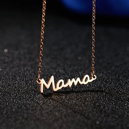 304 Stainless Steel Iron Rose Gold Plated White Gold Plated Gold Plated MAMA Simple Style Polishing Letter Necklace