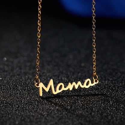 304 Stainless Steel Iron Rose Gold Plated White Gold Plated Gold Plated MAMA Simple Style Polishing Letter Necklace