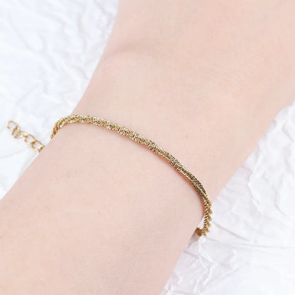 Modern Style Classic Style Commute Solid Color 302 Stainless Steel 18K Gold Plated Bracelets In Bulk