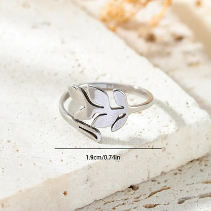 304 Stainless Steel Modern Style Simple Style Hollow Out Moon Leaves Symbol Open Rings