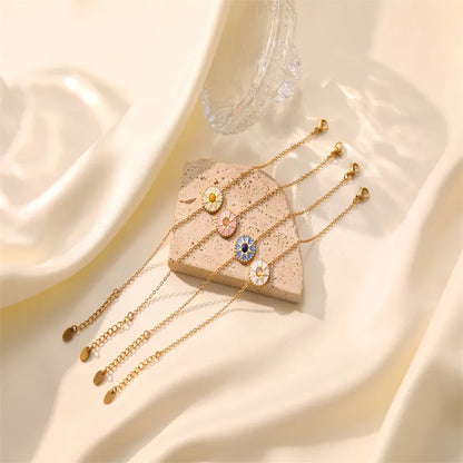 Wholesale Jewelry Casual Simple Style Round Star 304 Stainless Steel Opal Opal Gold Plated Inlay Bracelets Necklace