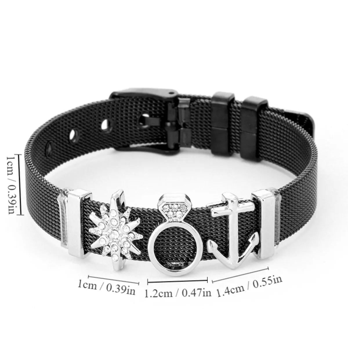 304 Stainless Steel Pu Leather Simple Style Classic Style Inlay Snowflake Rhinestones Bracelets