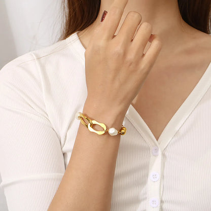 Simple Style Geometric 304 Stainless Steel Resin 18K Gold Plated Bracelets In Bulk