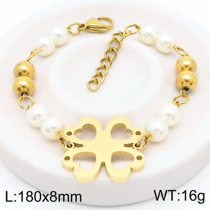 Simple Style Flower 304 Stainless Steel Resin 18K Gold Plated Bracelets In Bulk