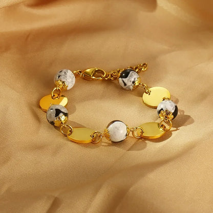 Simple Style Round 304 Stainless Steel Resin 18K Gold Plated Bracelets In Bulk