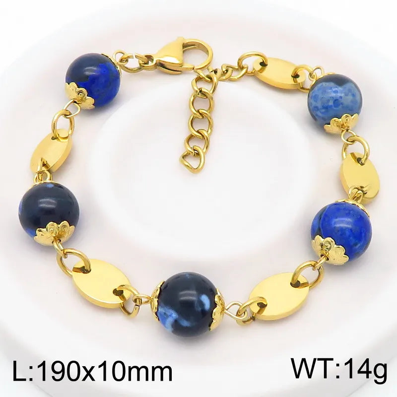 Simple Style Round 304 Stainless Steel Resin 18K Gold Plated Bracelets In Bulk