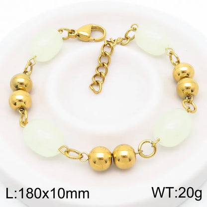 Simple Style Round 304 Stainless Steel Resin 18K Gold Plated Bracelets In Bulk