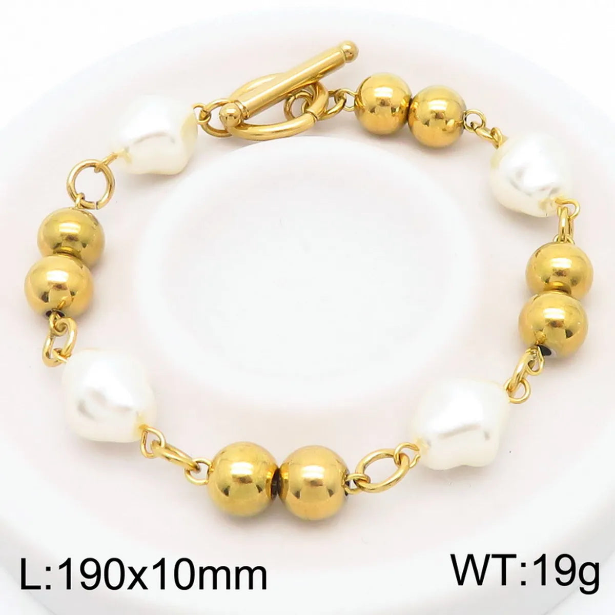 Simple Style Round 304 Stainless Steel Resin 18K Gold Plated Bracelets In Bulk