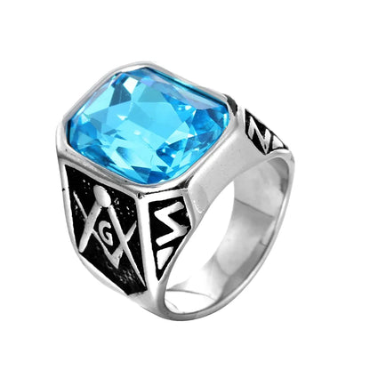 Wholesale Jewelry Retro Shiny Square 304 Stainless Steel Glass Stone 18K Gold Plated Inlay Rings