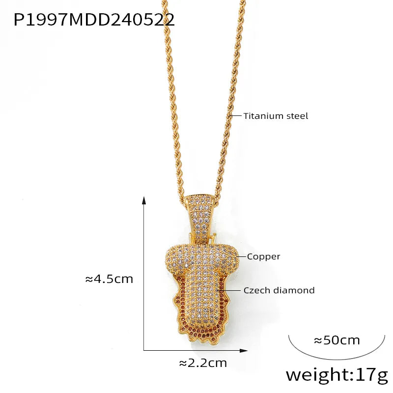 304 Stainless Steel Rhinestone Copper 18K Gold Plated Hip-Hop Simple Style Plating Inlay Diamond Letter Rhinestones Pendant Necklace