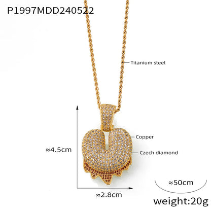 304 Stainless Steel Rhinestone Copper 18K Gold Plated Hip-Hop Simple Style Plating Inlay Diamond Letter Rhinestones Pendant Necklace