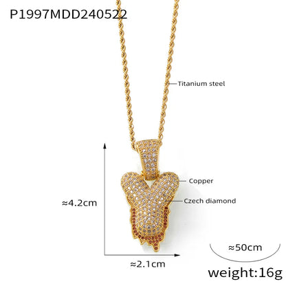 304 Stainless Steel Rhinestone Copper 18K Gold Plated Hip-Hop Simple Style Plating Inlay Diamond Letter Rhinestones Pendant Necklace