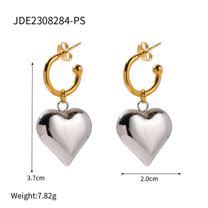 304 Stainless Steel Rope 18K Gold Plated IG Style Casual Heart Shape Bracelets Earrings Necklace