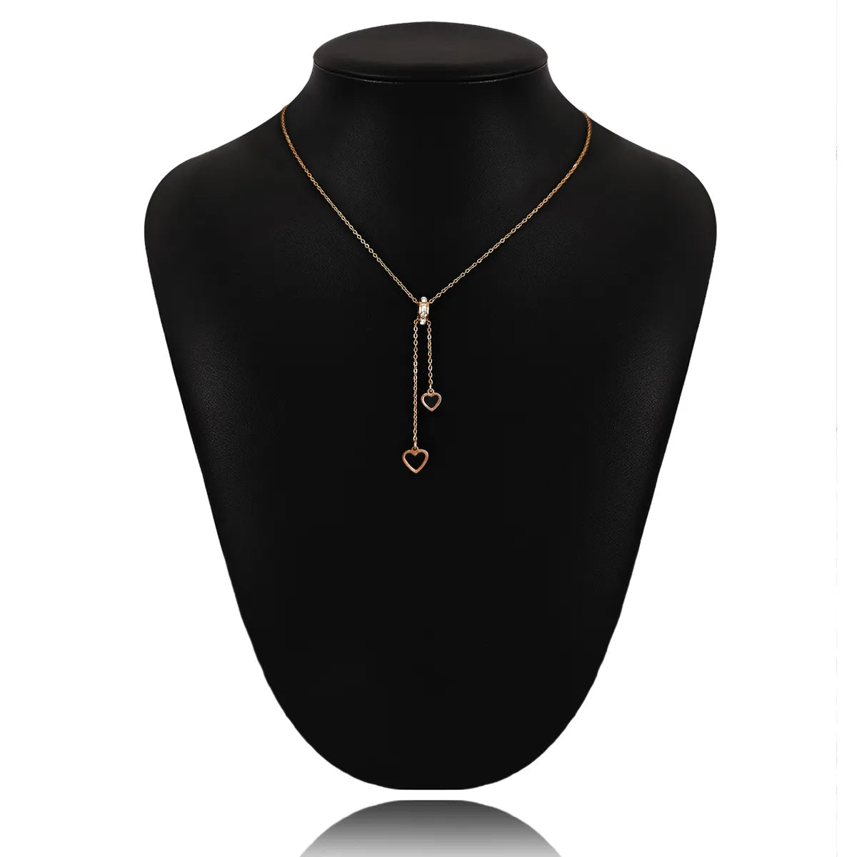 304 Stainless Steel Rose Gold Plated Simple Style Inlay Heart Shape Zircon Pendant Necklace