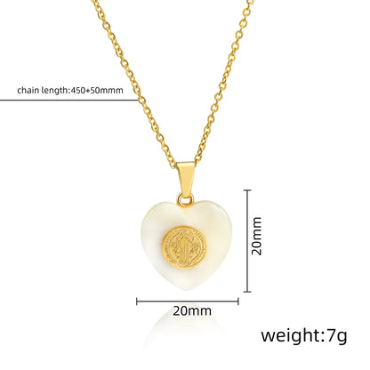 Wholesale Jewelry Simple Style Heart Shape Shell 304 Stainless Steel Shell 18K Gold Plated Plating Pendant Necklace