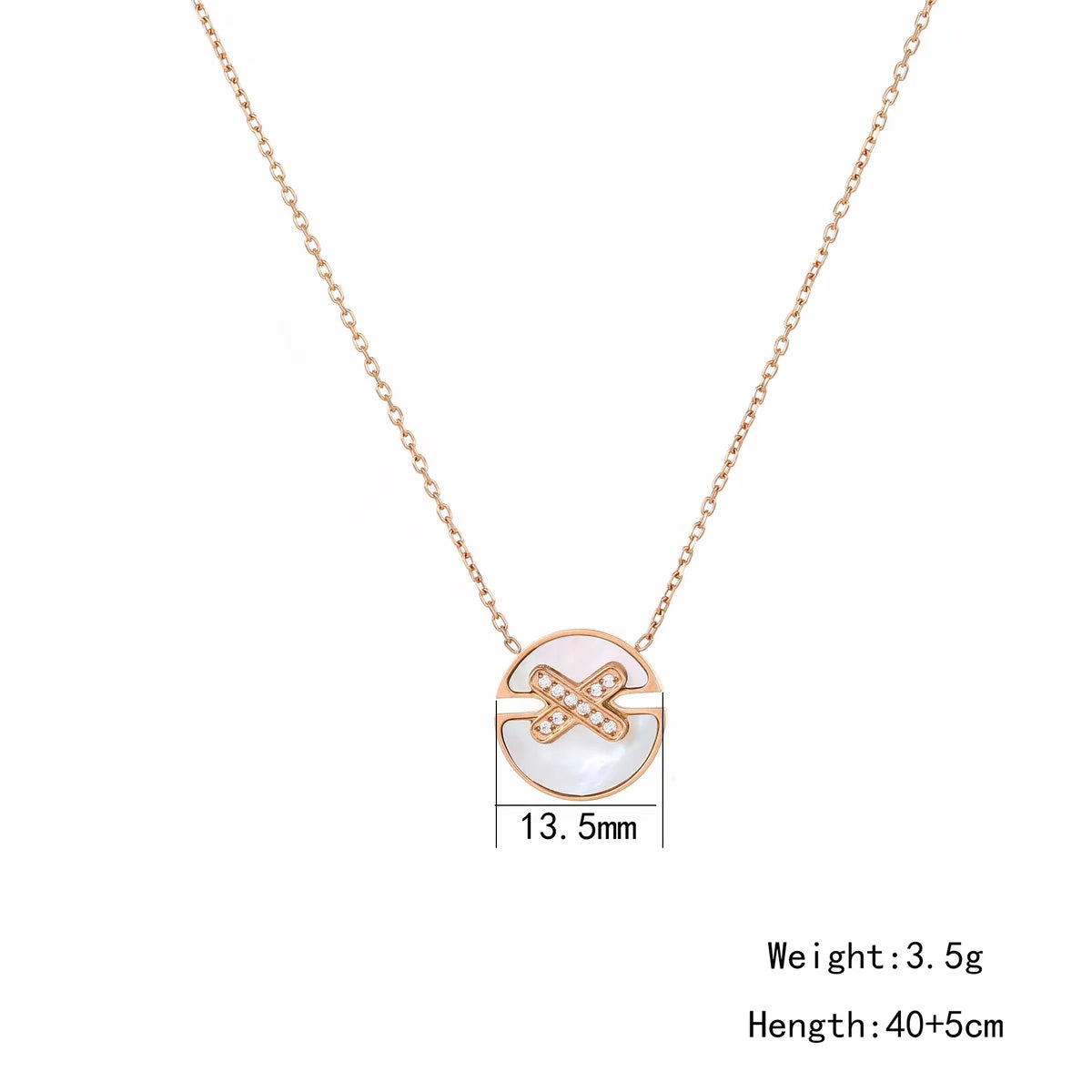 Wholesale Jewelry Simple Style Classic Style Round 304 Stainless Steel Shell Shell Zircon Rose Gold Plated Plating Pendant Necklace