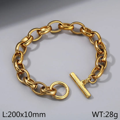 Simple Style Classic Style Geometric 304 Stainless Steel 18K Gold Plated Bracelets In Bulk