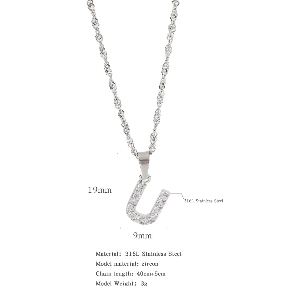 304 Stainless Steel Simple Style Classic Style Inlay Constellation Zircon Pendant Necklace