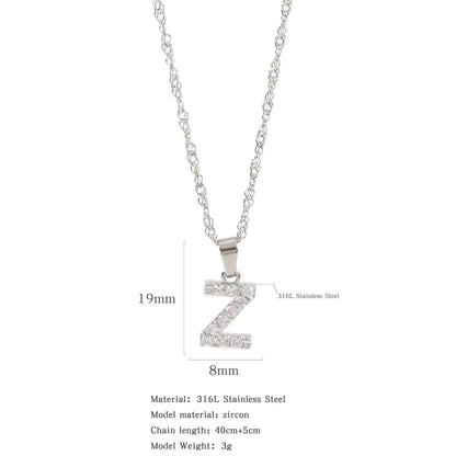 304 Stainless Steel Simple Style Classic Style Inlay Constellation Zircon Pendant Necklace