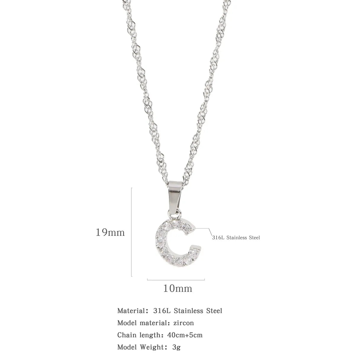 304 Stainless Steel Simple Style Classic Style Inlay Constellation Zircon Pendant Necklace