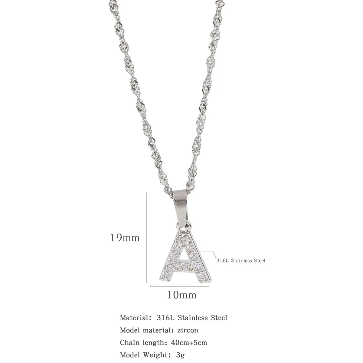 304 Stainless Steel Simple Style Classic Style Inlay Constellation Zircon Pendant Necklace