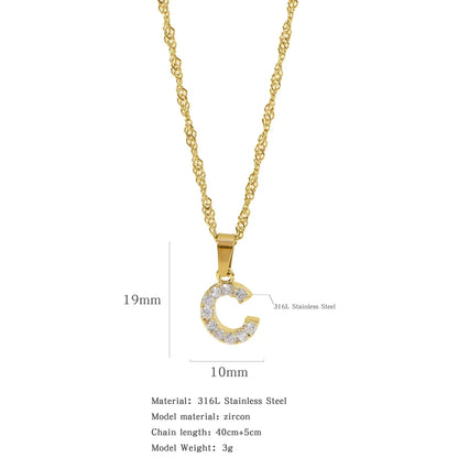 304 Stainless Steel Simple Style Classic Style Inlay Constellation Zircon Pendant Necklace