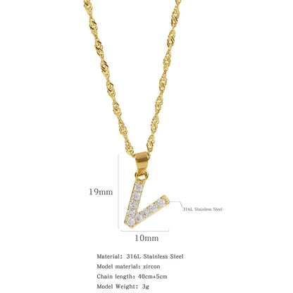 304 Stainless Steel Simple Style Classic Style Inlay Constellation Zircon Pendant Necklace