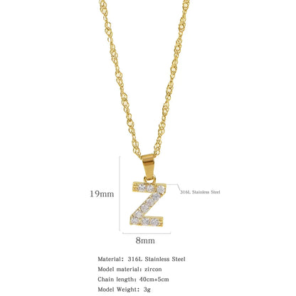 304 Stainless Steel Simple Style Classic Style Inlay Constellation Zircon Pendant Necklace