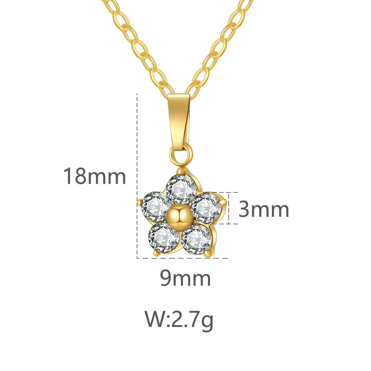 304 Stainless Steel Simple Style Classic Style Inlay Flower Zircon Pendant Necklace