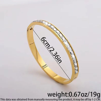 Simple Style Classic Style Solid Color 304 Stainless Steel 18K Gold Plated Zircon Bangle In Bulk