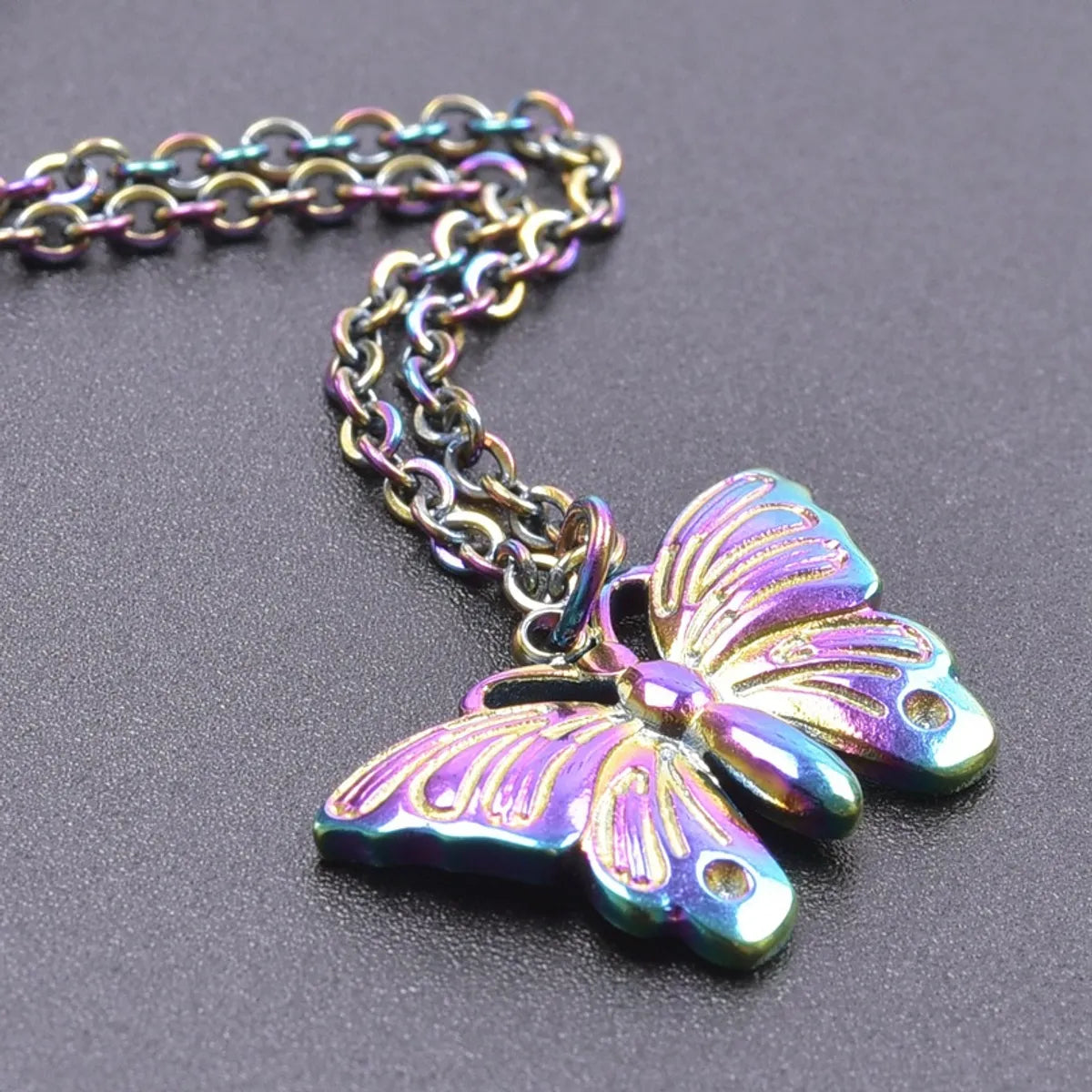 304 Stainless Steel Simple Style Classic Style Plating Butterfly Pendant Necklace