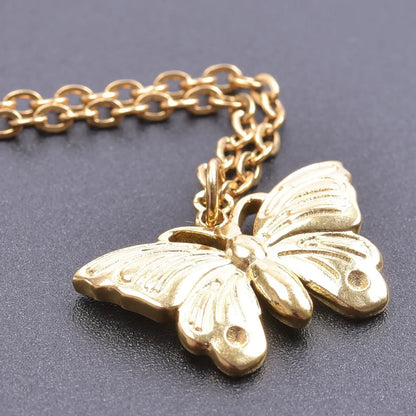 304 Stainless Steel Simple Style Classic Style Plating Butterfly Pendant Necklace