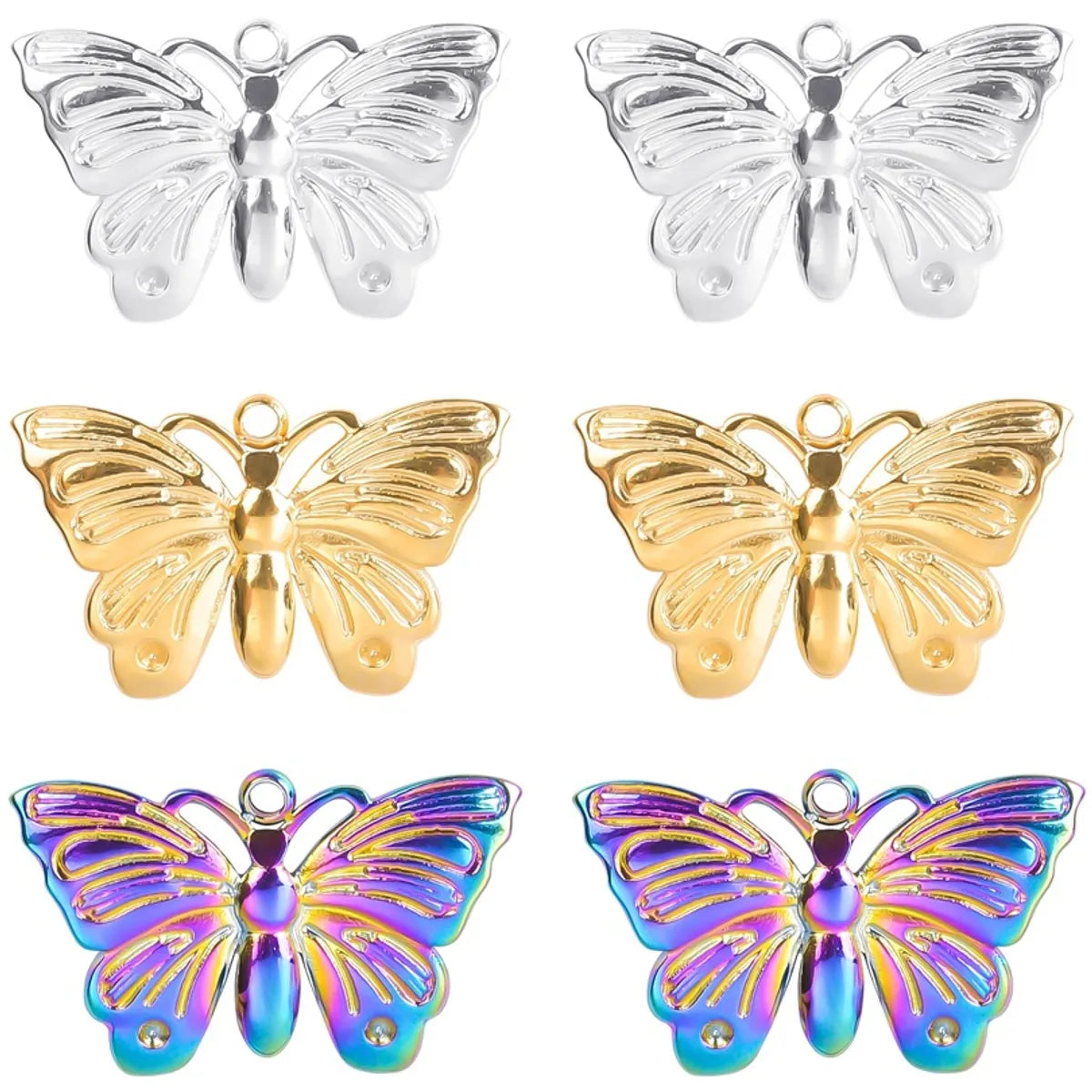 304 Stainless Steel Simple Style Classic Style Plating Butterfly Pendant Necklace