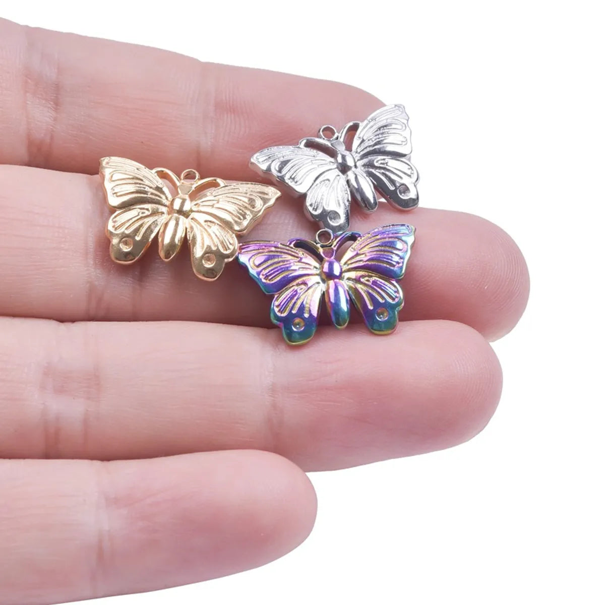 304 Stainless Steel Simple Style Classic Style Plating Butterfly Pendant Necklace