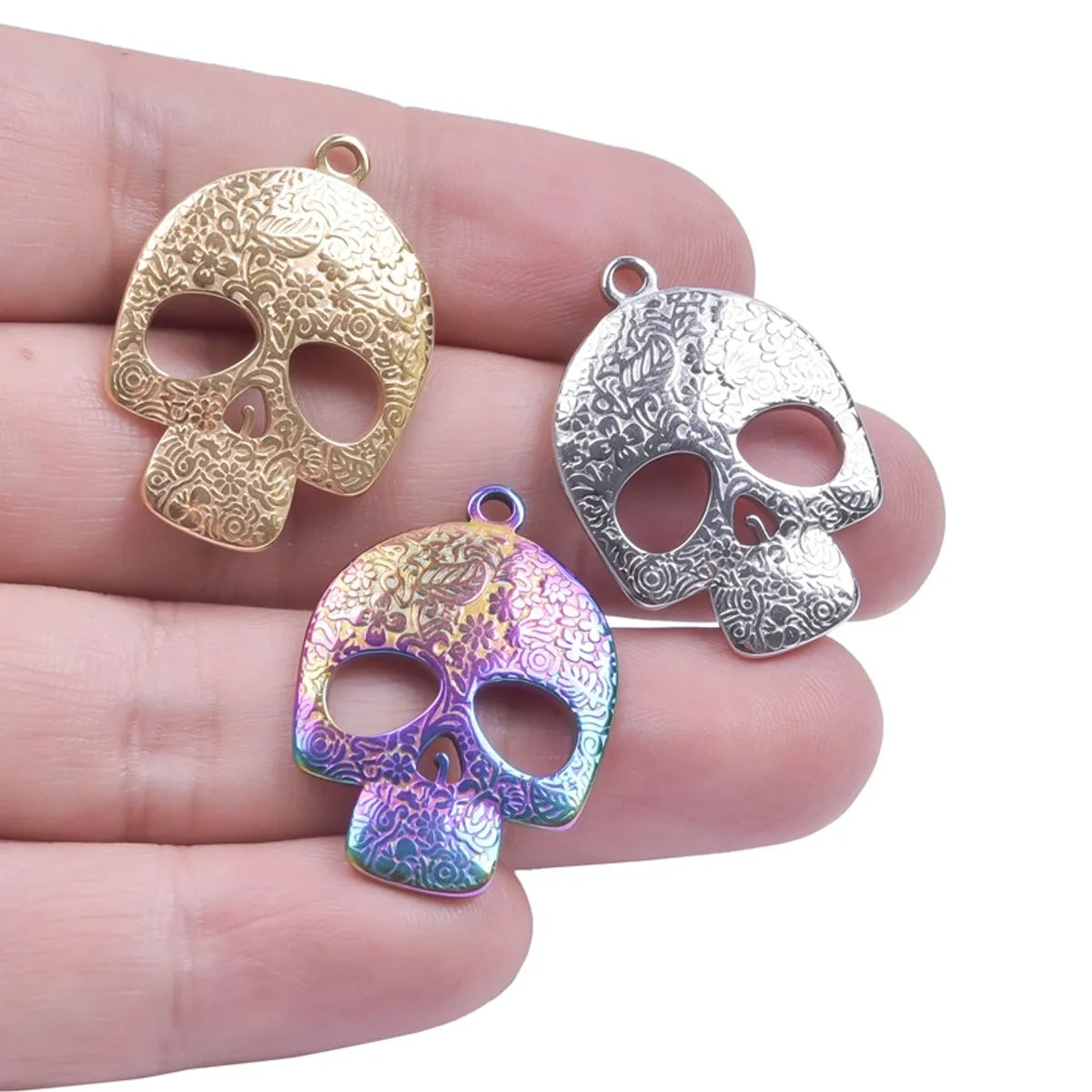 304 Stainless Steel Simple Style Classic Style Plating Skull Pendant Necklace