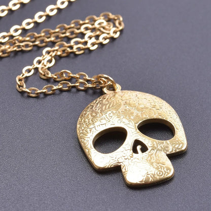 304 Stainless Steel Simple Style Classic Style Plating Skull Pendant Necklace