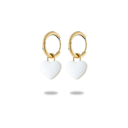 304 Stainless Steel Simple Style Enamel Plating Inlay C Shape Heart Shape Zircon Drop Earrings Ear Studs