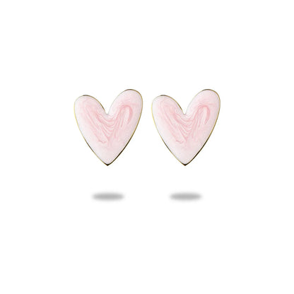 304 Stainless Steel Simple Style Enamel Plating Inlay C Shape Heart Shape Zircon Drop Earrings Ear Studs